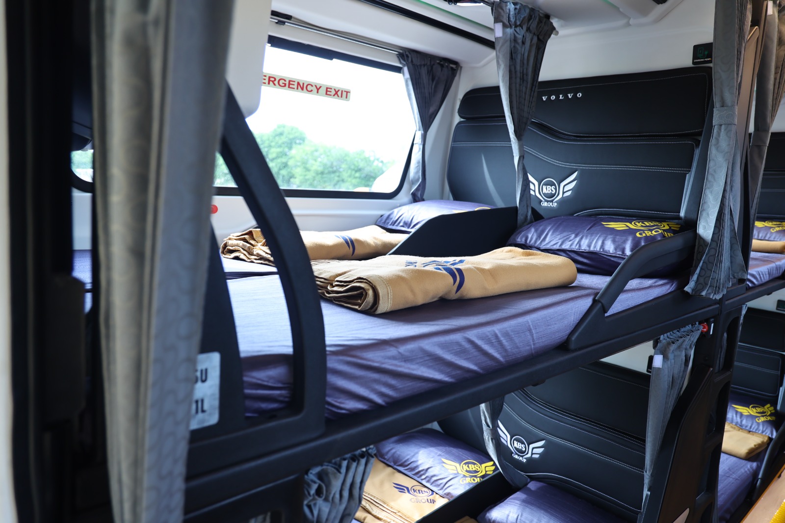 Air-conditioned semi-sleeper bus interior