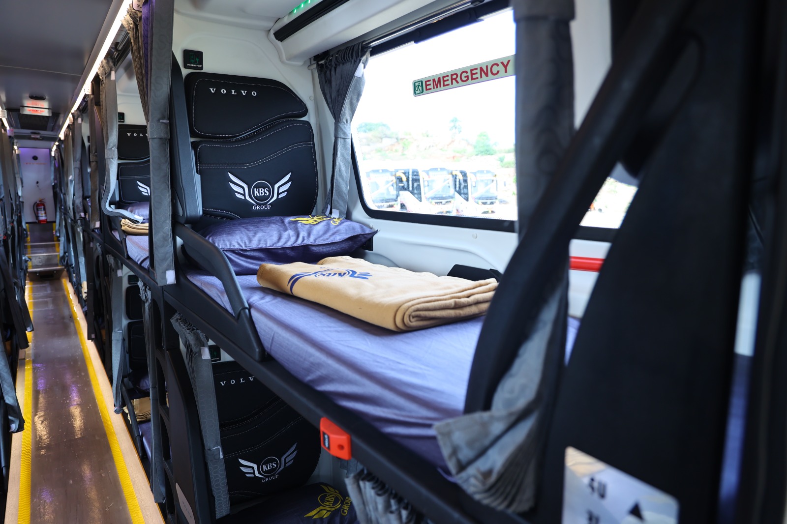Semi-sleeper bus seating at Shree Khodaldham Travels